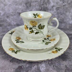 Royal China Seltmann Weiden Bavaria Yellow Rose 3 Pc Set Cup Saucer Bread Plate